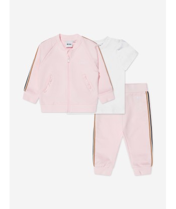 BOSS Baby Girls Organic Cotton Tracksuit Set in Pink de la marque