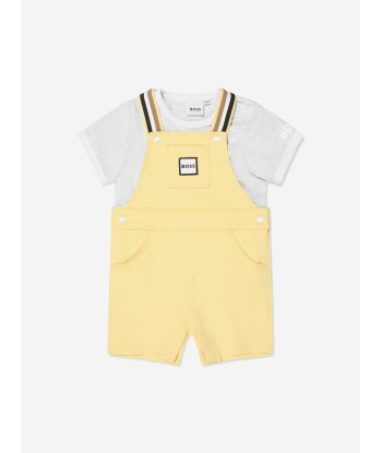 BOSS Baby Boys Organic Cotton Dungarees Set in Yellow store