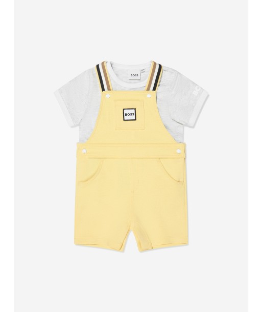 BOSS Baby Boys Organic Cotton Dungarees Set in Yellow store