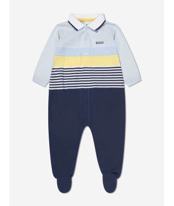 BOSS Baby Boys Organic Cotton Polo Babygrow Set in Blue en stock