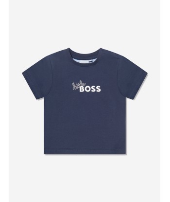 BOSS Baby Boys Organic Cotton T-Shirt And Shorts Set in Navy offre 