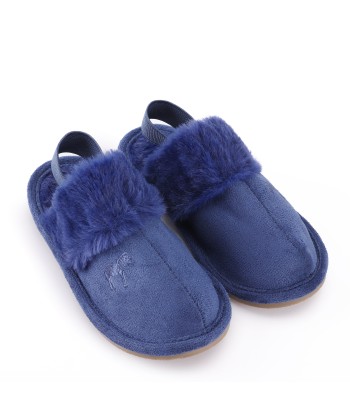 Plush Slippers - Hard Sole with Elastic pas cher