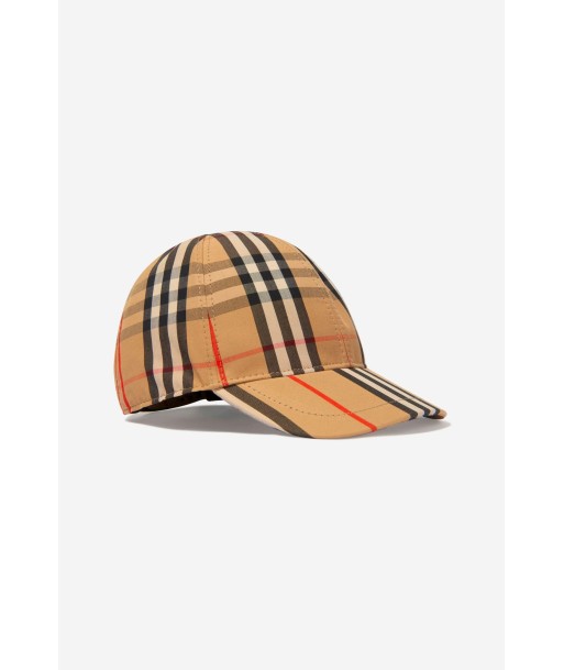 Burberry Kids Check Baseball Cap in Beige en linge