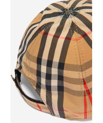 Burberry Kids Check Baseball Cap in Beige en linge