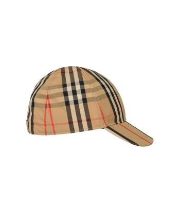 Burberry Kids Check Baseball Cap in Beige en linge