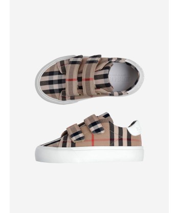 Burberry Kids Beige & White Vintage Check Trainers les ligaments