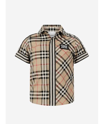 Burberry Boys Beige Check Cotton Short Sleeve Shirt Toutes les collections ici