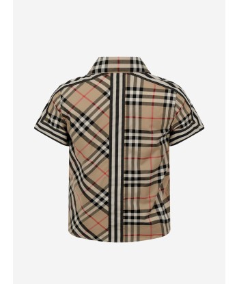 Burberry Boys Beige Check Cotton Short Sleeve Shirt Toutes les collections ici