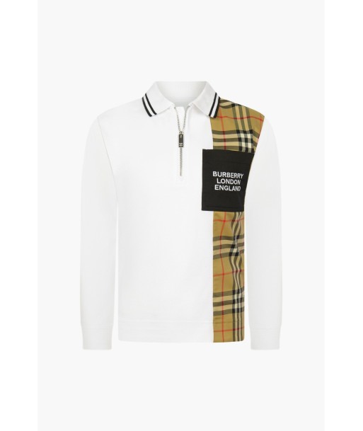 Burberry Boys Cotton Check Strip Polo Shirt votre