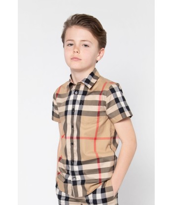 Burberry Boys Owen Check Short Sleeve Shirt In Beige En savoir plus