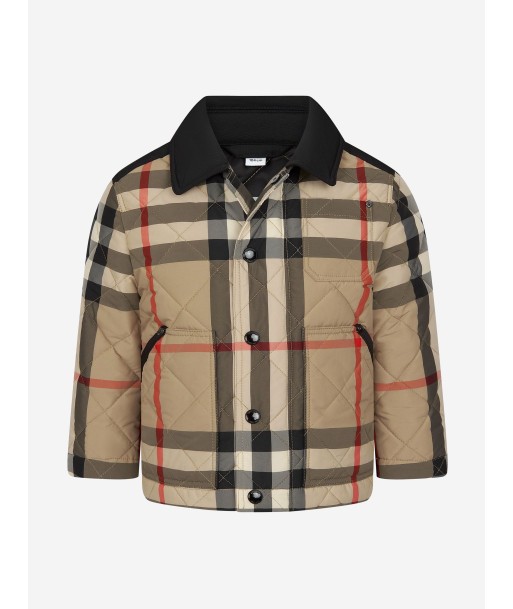 Burberry Kids Renfred Check Quilted Jacket in Beige store