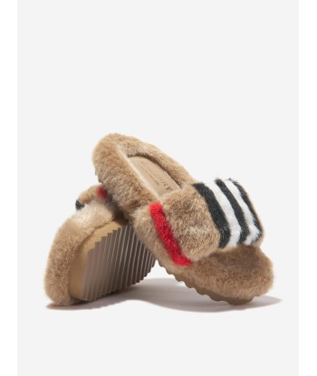 Burberry Kids Faux Fur Striped Hockley Sandals les ligaments