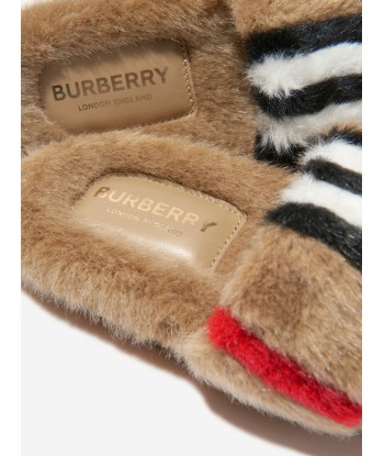 Burberry Kids Faux Fur Striped Hockley Sandals les ligaments