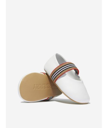 Burberry Baby Girls Leather Livvy Pumps  In White paiement sécurisé