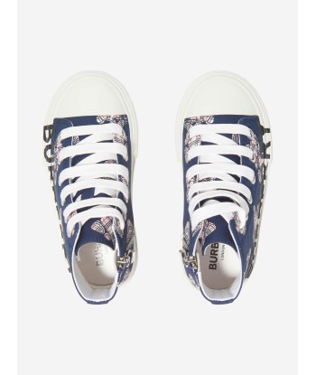 Burberry Kids Logo Print High Top Trainers pas cher