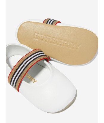 Burberry Baby Girls Leather Livvy Pumps  In White paiement sécurisé