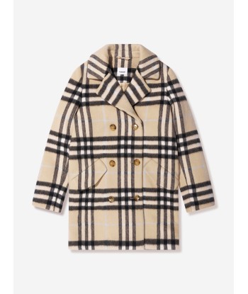 Burberry Girls Wool Check Poppy Coat des créatures d'habitude