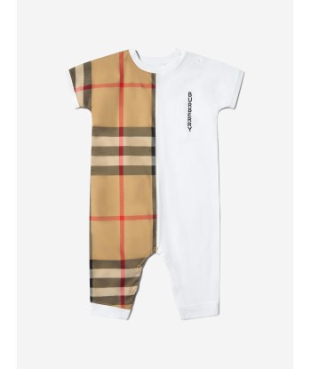 Burberry Baby Lennox Check Romper in White en ligne des produits 