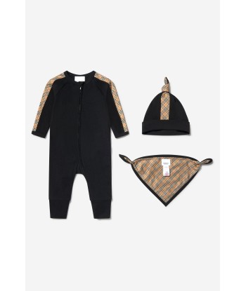 Burberry Baby Claude Mini Check 3 Piece Romper Set in Black ou a consommer sur place