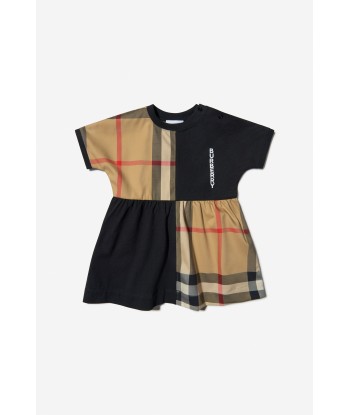 Burberry Baby Girls Cotton Check Panel Dress With Knickers de pas cher