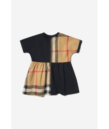 Burberry Baby Girls Cotton Check Panel Dress With Knickers de pas cher