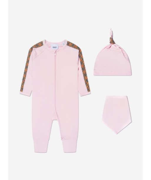 Burberry Baby Girls Claude Mini Check 3 Piece Romper Set in Pink Comparez plus de prix