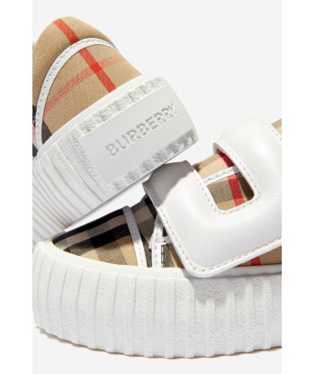 Burberry Kids Vintage Check Mini Arthur Trainers In Beige Paris Déstockage Promo