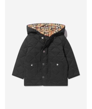 Burberry Baby Boys Mini Reilly Long Coat in Black Paris Déstockage Promo