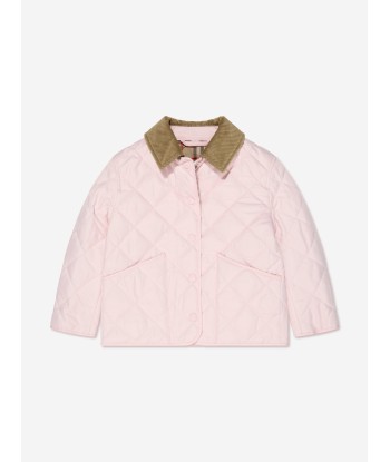 Burberry Girls Daley Quilted Jacket In Pink ouvre sa boutique