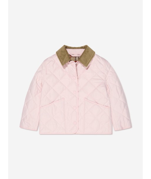 Burberry Girls Daley Quilted Jacket In Pink ouvre sa boutique