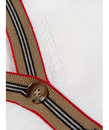 Burberry Baby Merino Wool Graham Cardigan In Ivory Fin de série