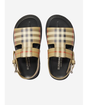 Burberry Girls Burton Check Sandals In Beige la livraison gratuite