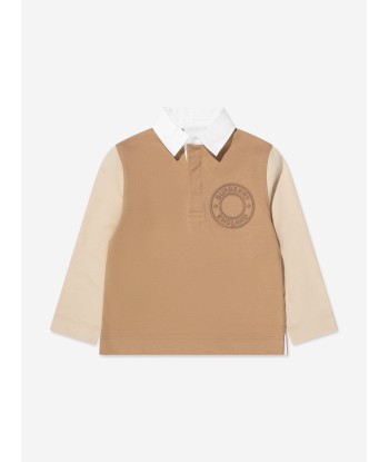 Burberry Boys Roundel Long Sleeve Polo Shirt In Beige Les magasins à Paris et en Île-de-France