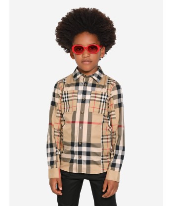 Burberry Boys Tristan Check Long Sleeve Shirt In Beige Les magasins à Paris et en Île-de-France