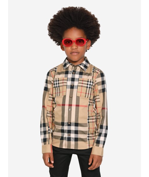 Burberry Boys Tristan Check Long Sleeve Shirt In Beige Les magasins à Paris et en Île-de-France