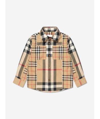 Burberry Boys Tristan Check Long Sleeve Shirt In Beige Les magasins à Paris et en Île-de-France