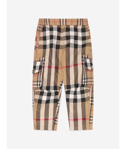 Burberry Boys Check Gordon Trousers In Beige de la marque