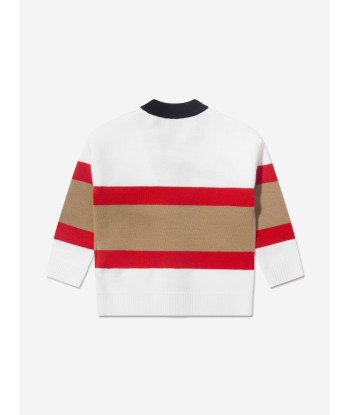 Burberry Baby Girls Mini Baile Icon Cardigan In Ivory d'Europe débarque