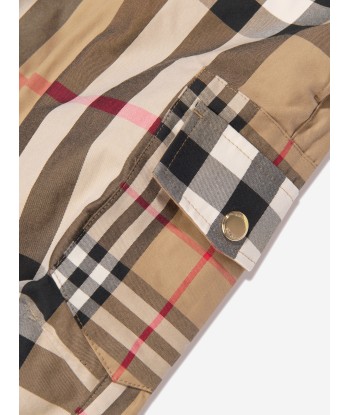 Burberry Boys Check Gordon Trousers In Beige de la marque