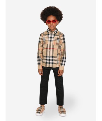 Burberry Boys Tristan Check Long Sleeve Shirt In Beige Les magasins à Paris et en Île-de-France