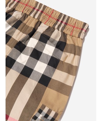 Burberry Boys Check Gordon Trousers In Beige de la marque