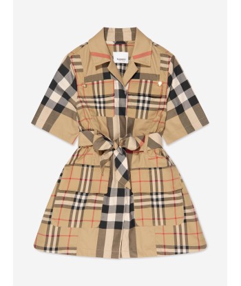 Burberry Girls Clotilde Check Dress In Beige outlet