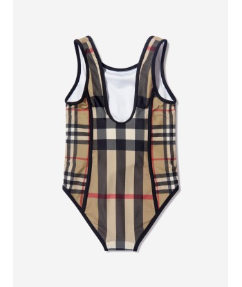 Burberry Girls Nigella Check Swimsuit in Beige livraison et retour toujours gratuits