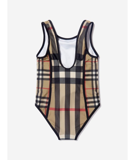 Burberry Girls Nigella Check Swimsuit in Beige livraison et retour toujours gratuits