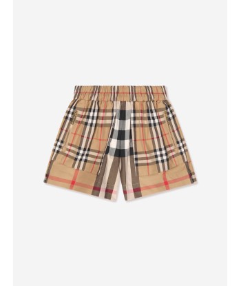 Burberry Girls Carmela Check Shorts In Beige de la marque