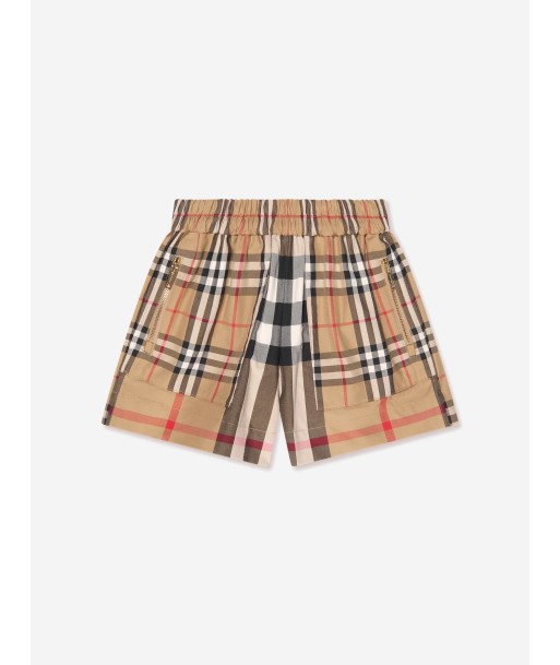 Burberry Girls Carmela Check Shorts In Beige de la marque