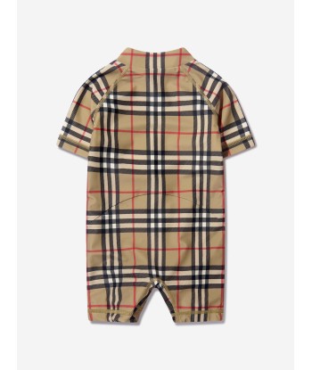 Burberry Baby Fisher Check Rash Vest In Beige Venez acheter