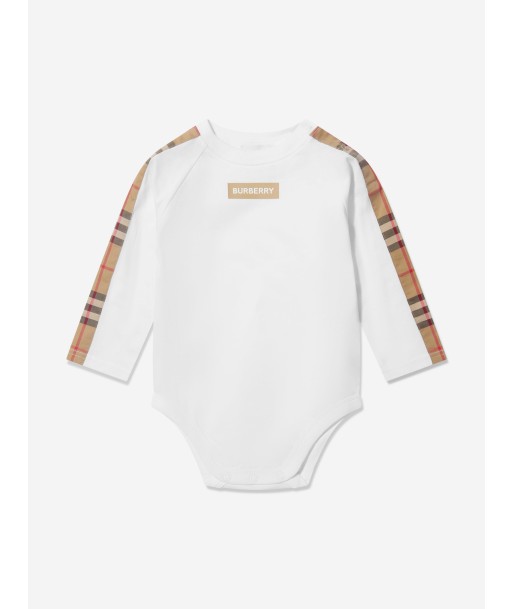 Burberry Baby Long Sleeve Rumi Bodysuit In White en ligne des produits 