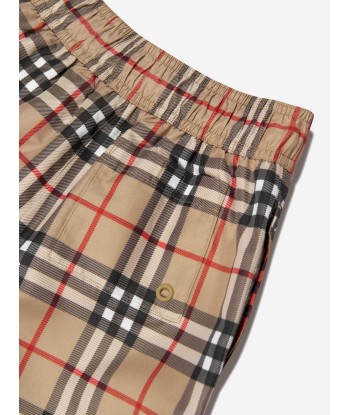 Burberry Boys Vintage Check Malcom Swim Shorts In Beige paiement sécurisé