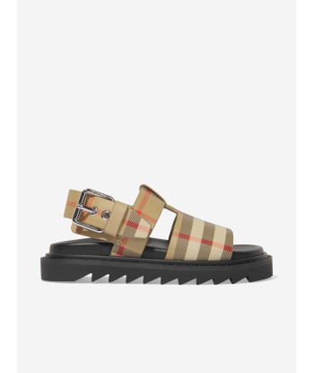 Burberry Girls Burton Check Sandals In Beige pour bénéficier 